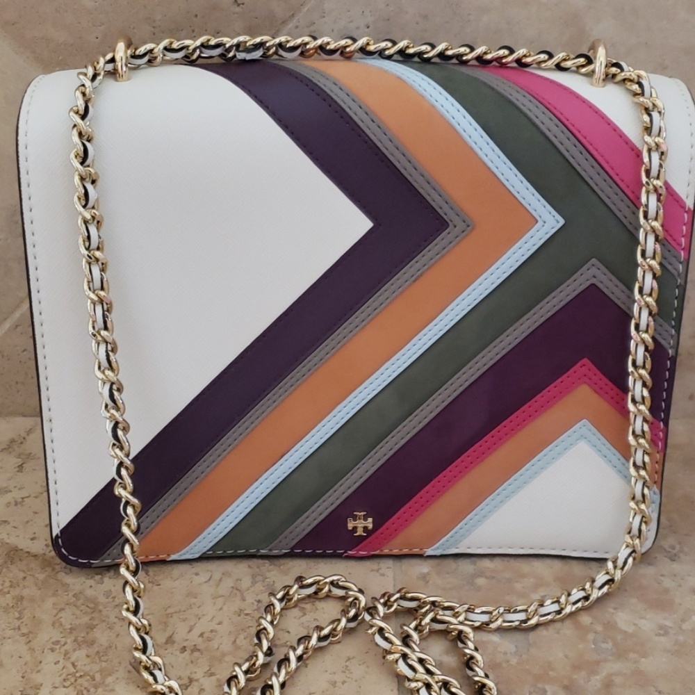 Tory Burch Robinson Stripe Shoulder Bag